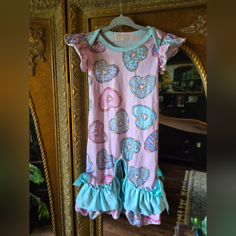 Boutique Pink and Blue Donut Print Jumpsuit